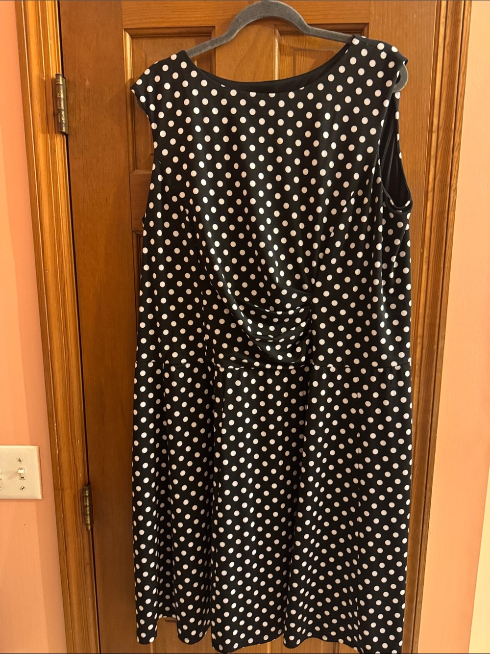 Perceptions Black and White Polka Dot Sleeveless Midi Dress